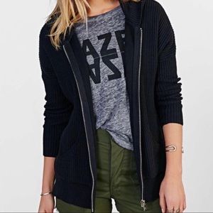 Unif x Urban Oufitters Black Waffle Knit Hoodie